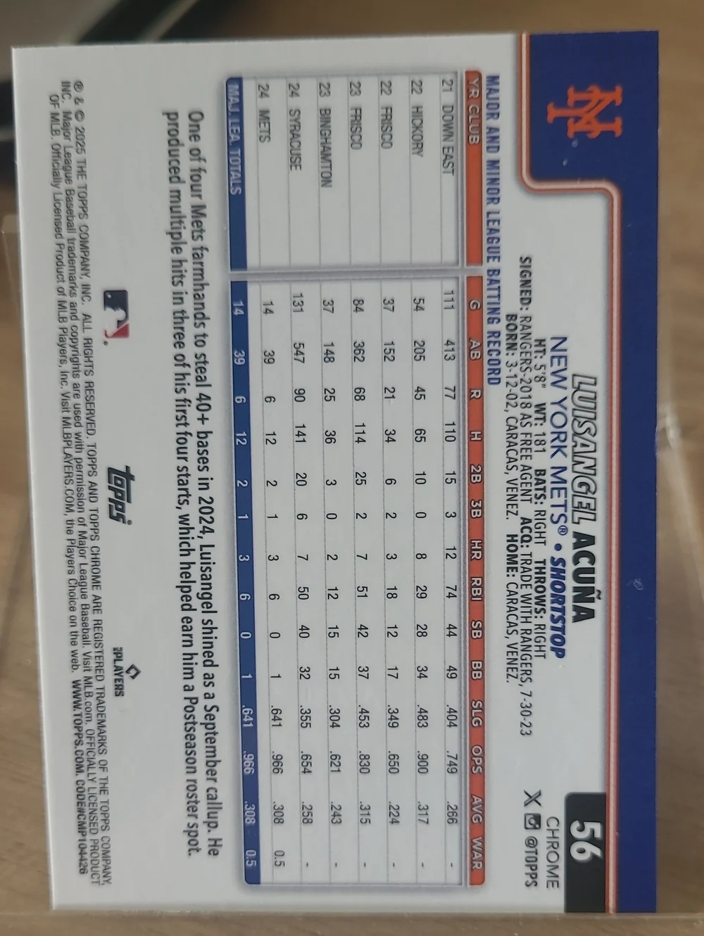 2025 Topps X Fractor RC Luis Acuna Angel - Picture 2 of 2
